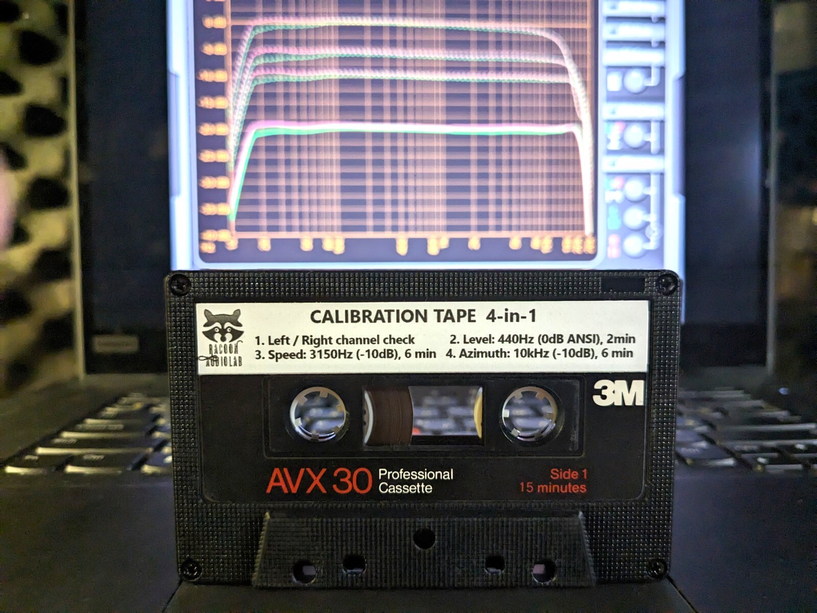 4-in-1 AVX30 Test/Calibration audio cassette tape: L/R
