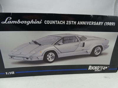 1/18 Ricko 32141 Lamborghini Countach 25th Anniversario 1989 Argento Rarità §