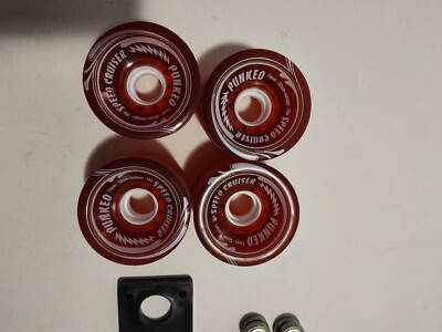 Punked Speed Cruiser Gel Red  70mm 52mm 78a Longboard Wheels W/ Trucks 4 Pair 