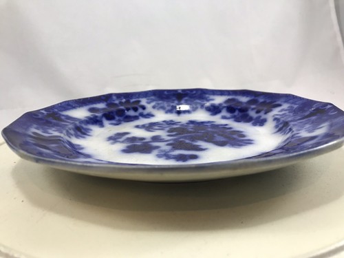 Flow Blue transferware plate - shell mark P2