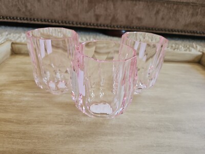 ACRYLIC CUP CRYSTAL RACHEL ZOE SET OF 3 PINK TUMBLER  Drinking Cups GEOMETRIC