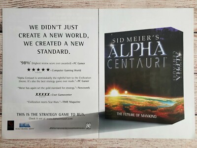 Sid Meier's Alpha Centauri 1998 PC Game Double Page Promo Ad Art Print Poster