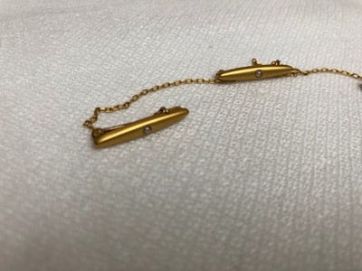 Vintage 10 Karat Solid Gold Sweater Pin 3 piece with Chain & Pearls