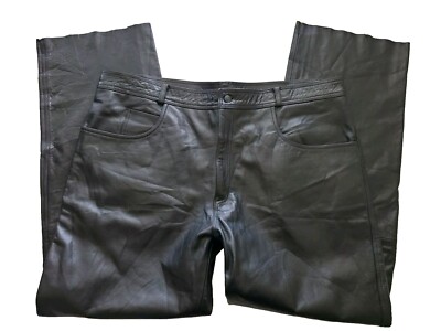 NWOT Xelement Leather Pants Mens Sz 46 x 35 Unhemmed Black Motorcycle X Element