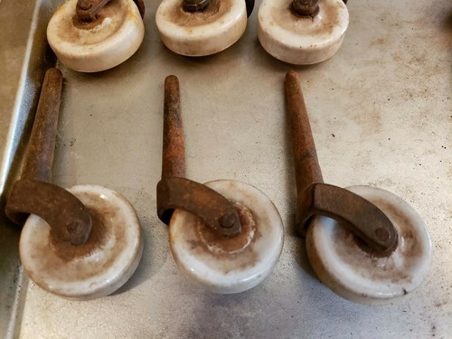 Vintage White Porcelain Ceramic Casters Set of 6