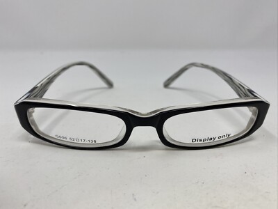 G006 COL.04 52-17-138 Black Crystal Plastic Full Rim Eyeglasses Frame +30