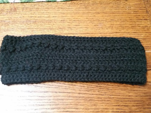 Handmade Ear warmer, headband, crochet, very soft and warm. Black