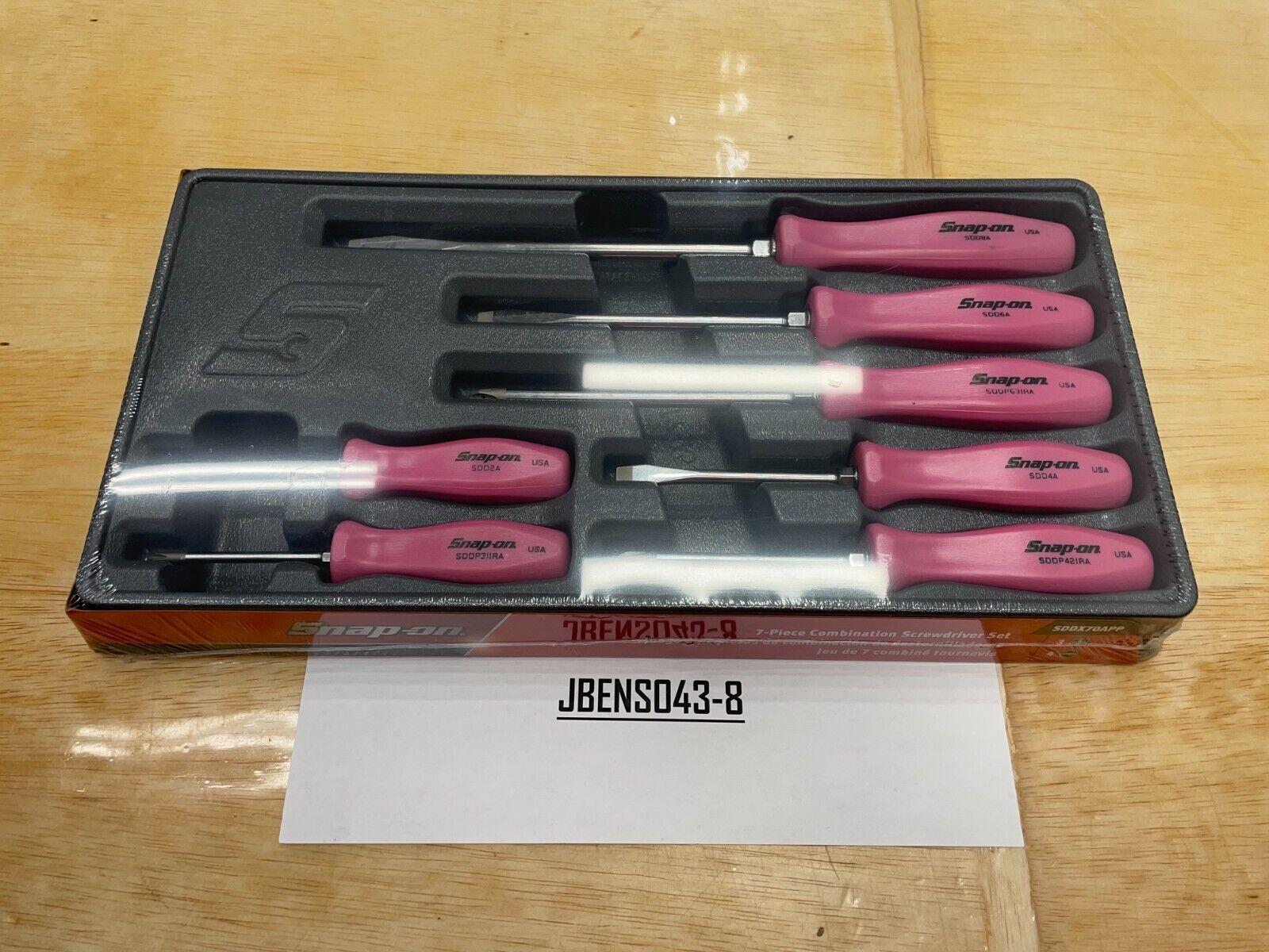 Snap-on Tools NEW 7pc PEARL PINK Hard Grip Combination Snap-on Tools NEW 7pc PEARL PINK Hard Grip Combination