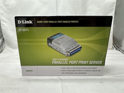 D-Link DP-301P+ Fast Ethernet Parallel Port Print Server Open Box
