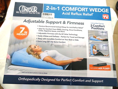Contour 2-in-1 Comfort Wedge New in Box Adjustable Support/Firmness-acid Reflux