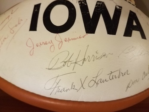 RARE Vintage University Of Iowa Hawkeyes Football Staff Signed Trophy Ball