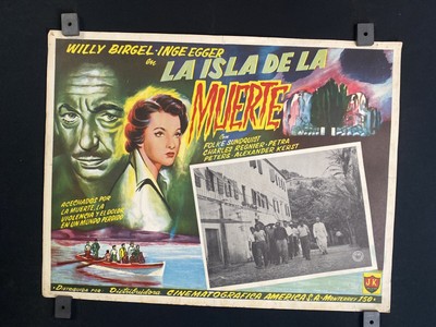 1955- WILLY BIRGEL- INGE EGGER - Toteninsel - Orignl Mexican Lobby Card- 16''x12''