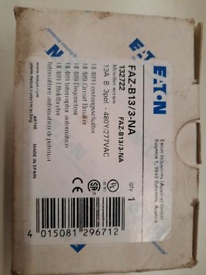 Eaton NSB FAZ-B13/3-NA Miniature Circuit Breakers (MCBs) FAZ 3P 13A 480V 50/60Hz