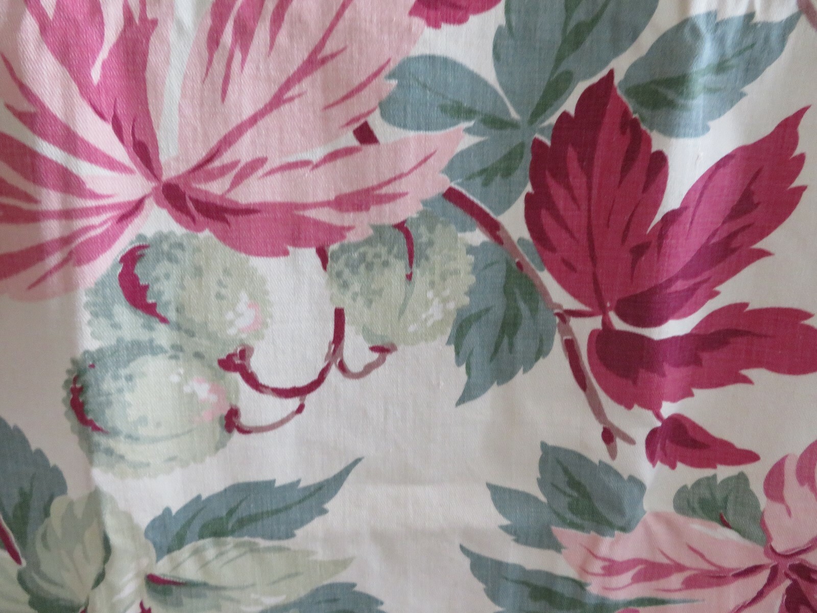 MOD ROMANTIC 40's 50's MCM Cotton Barkcloth era Drapes PINK on Creamy White