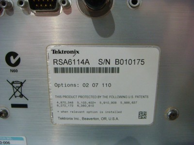 Tektronix RSA6114A 14 GHz Spectrum Analyzer With Options 02,07,110