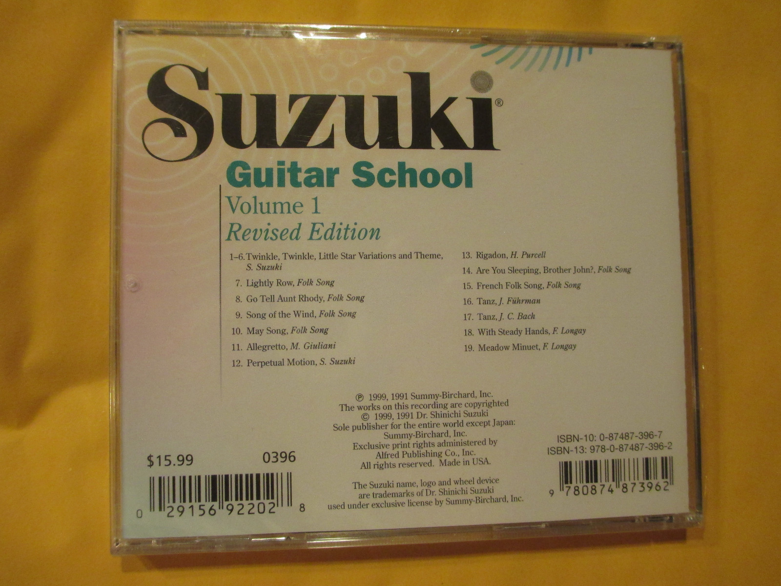 SUZUKI GUITAR SCHOOL CD / COMPACT DISK - Volume 1 Revised edition