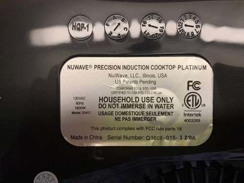 NuWave PIC Platinum 30401 Precision Induction Cooktop Black NEW IN BOX