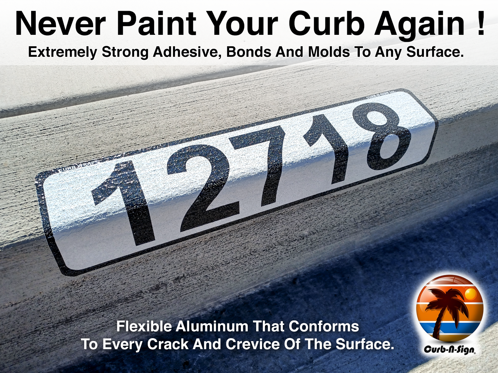 Custom Reflective House number Aluminum self-stick curb address sticker