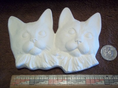 Kitten Cat Wall Plaque Two Kittens Ceramic Bisque U-Paint Ready To Paint Cats