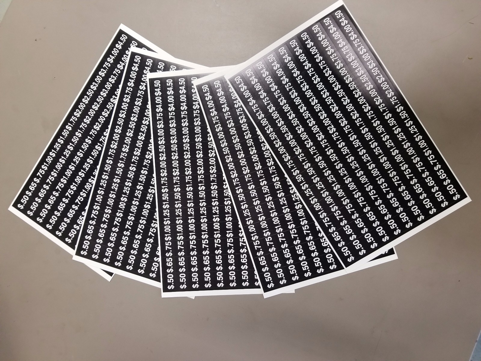 VENDING MACHINE PRICE LABEL SHEET 650 STICKERS VARIETY 5 STICKER SHEETS TOTAL