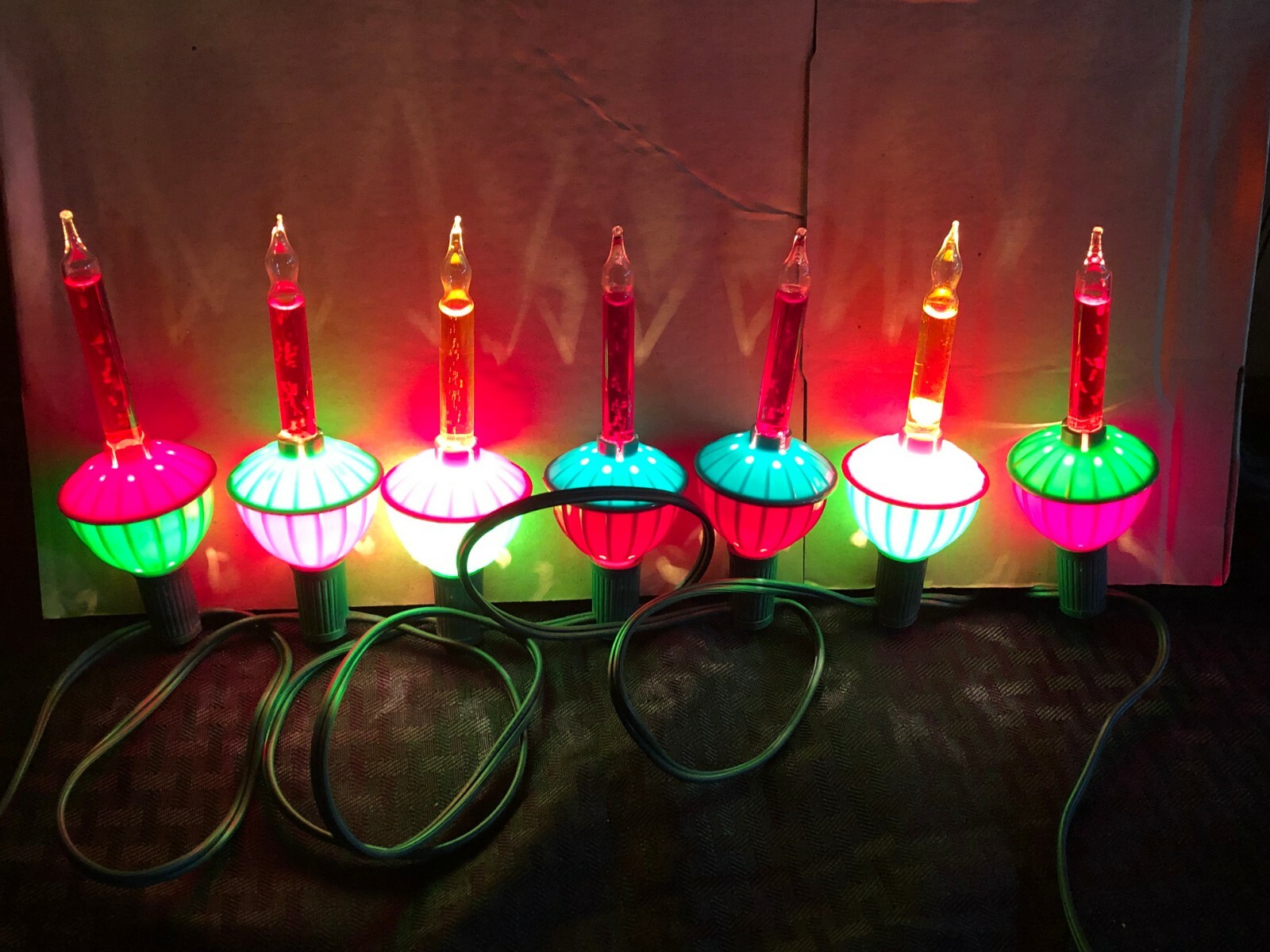Vintage Bubble LIGHTS Christmas Holiday 7 Bulb String Working Noma Old Rare #4
