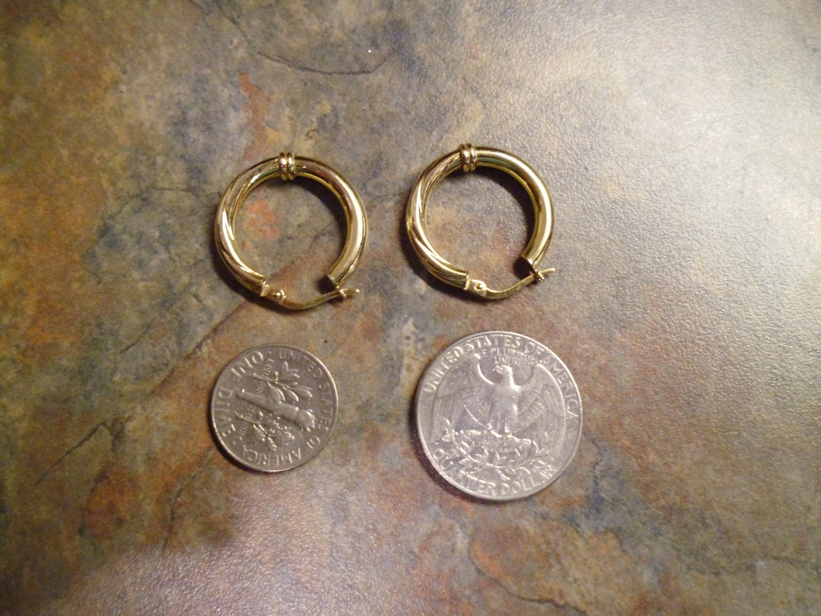 UnoAErre 14 K Gold Half Twist Hoop Earrings,2.2 grams-Italy