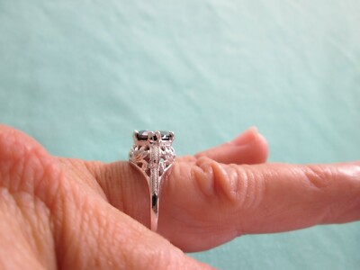Pre-owned Real Black Diamonds Inc 2.25ct Real Black Diamond Ring,vintage Edwardian Style,appraisal,free Dia Tester