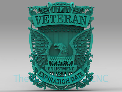 3D Model STL File for CNC Router Laser & 3D Printer Veterans Shield