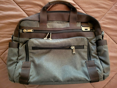 TUMI Canvas Briefcase w/Laptop pocket Dark Gray Green