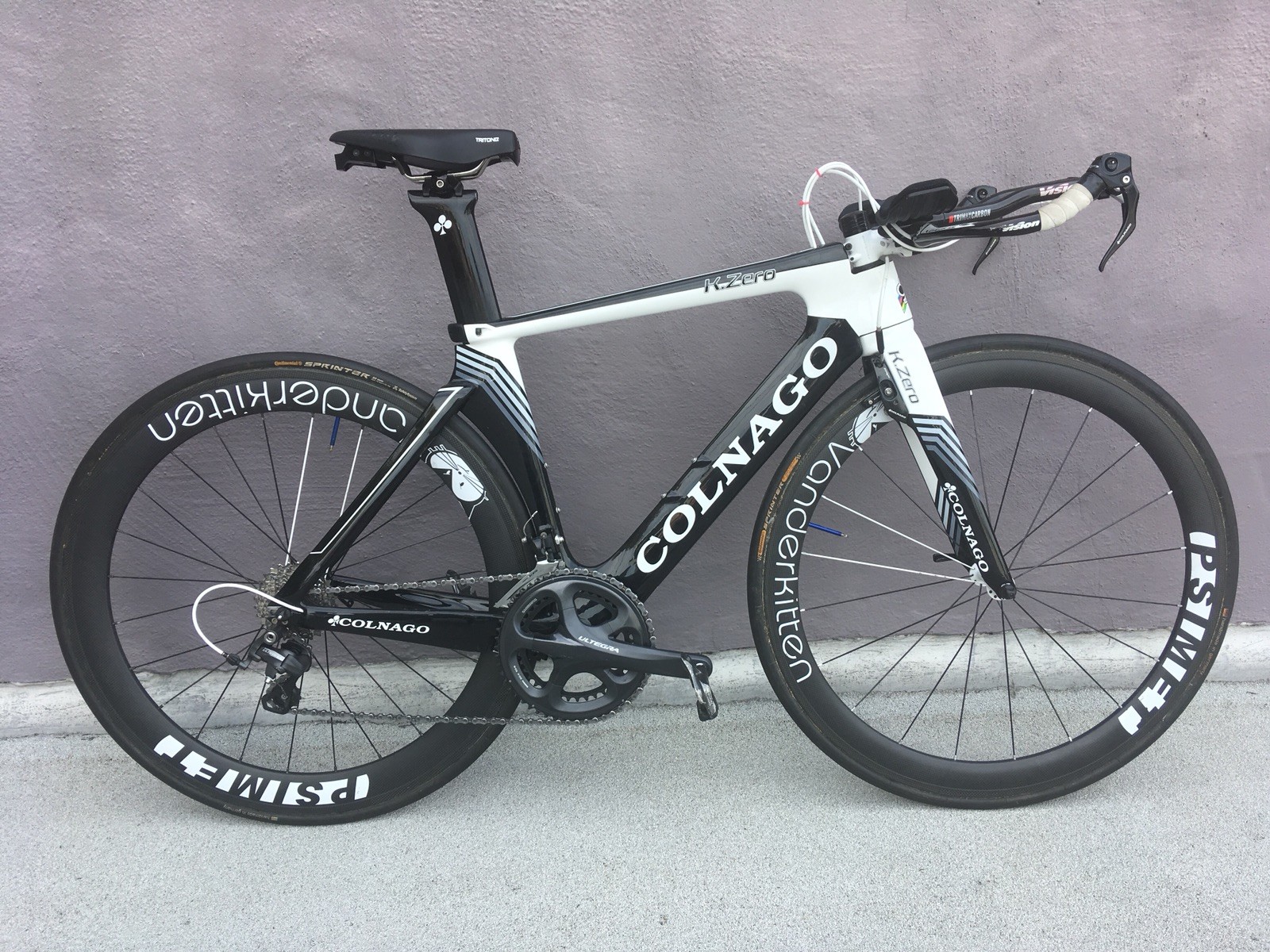 Colnago K.Zero carbon aero time trial triathlon bike black/white Ultegra FAST!