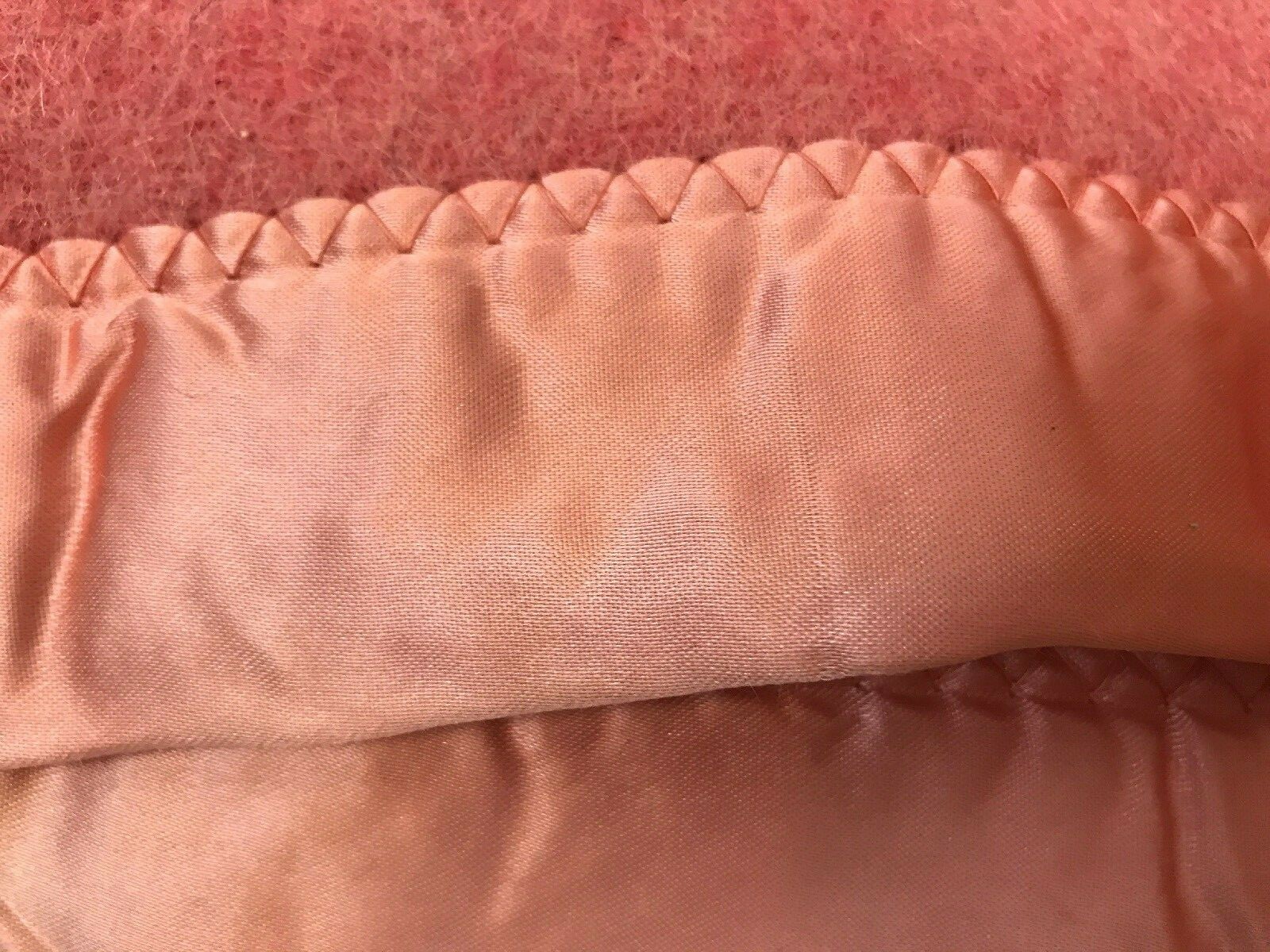 Vintage Wool Blanket Satin Binding Full Queen Pink Golden Dawn Moth Resistant