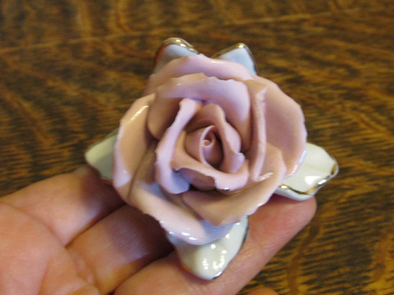Dresden Porcelain Rose Name Place Card Holders