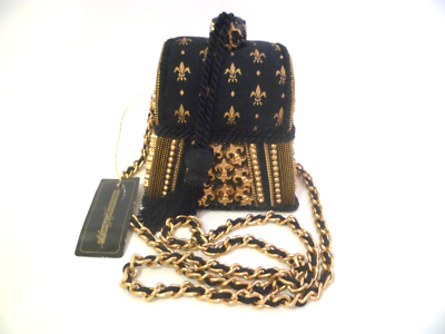 Vintage MARY FRANCES Fleur De Lys Papier Mache Evening Bag NWT