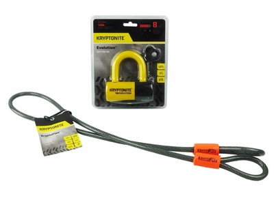 Kryptonite Evolution Series 4 Disc Lock Yellow and 410 4 ft Looped Cable