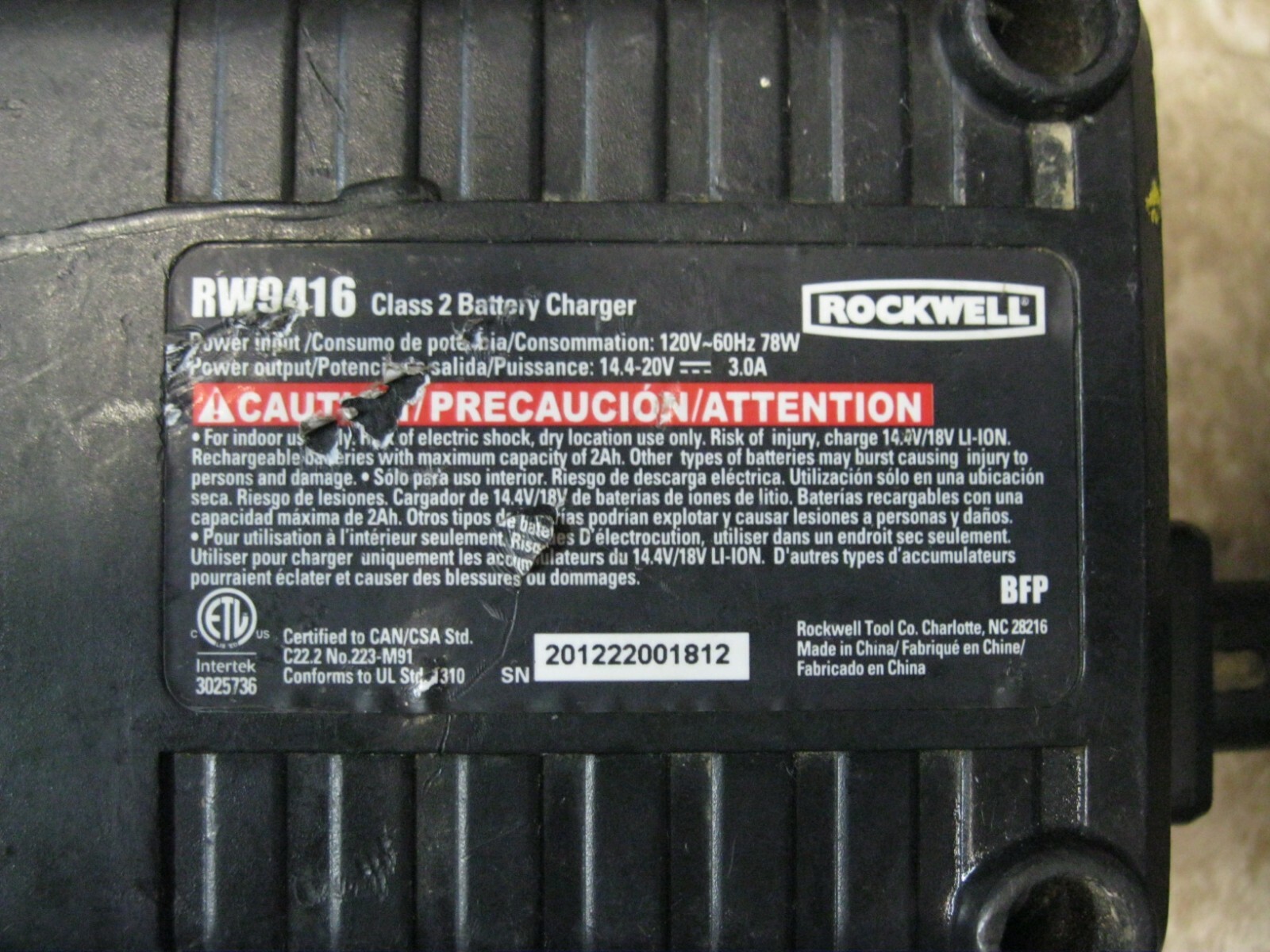 Rockwell Charger Rw9416 #ROC-50024813
