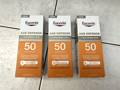 3 Eucerin Age Defense Hyaluronic Acid SPF50 Face Sunscreen Exp 03/2024