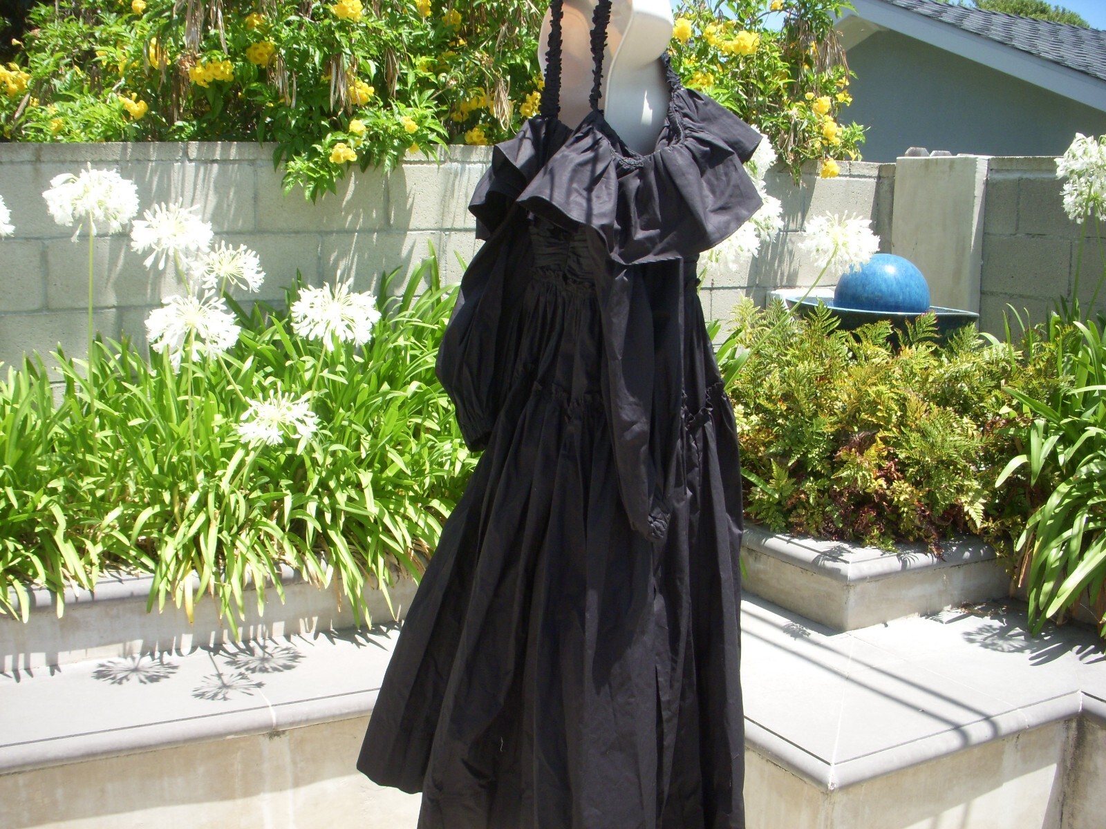 Pre-owned Ulla Johnson Caprice On/off Shoulder Black Midi Dress 100% Cotton Us 8, $520
