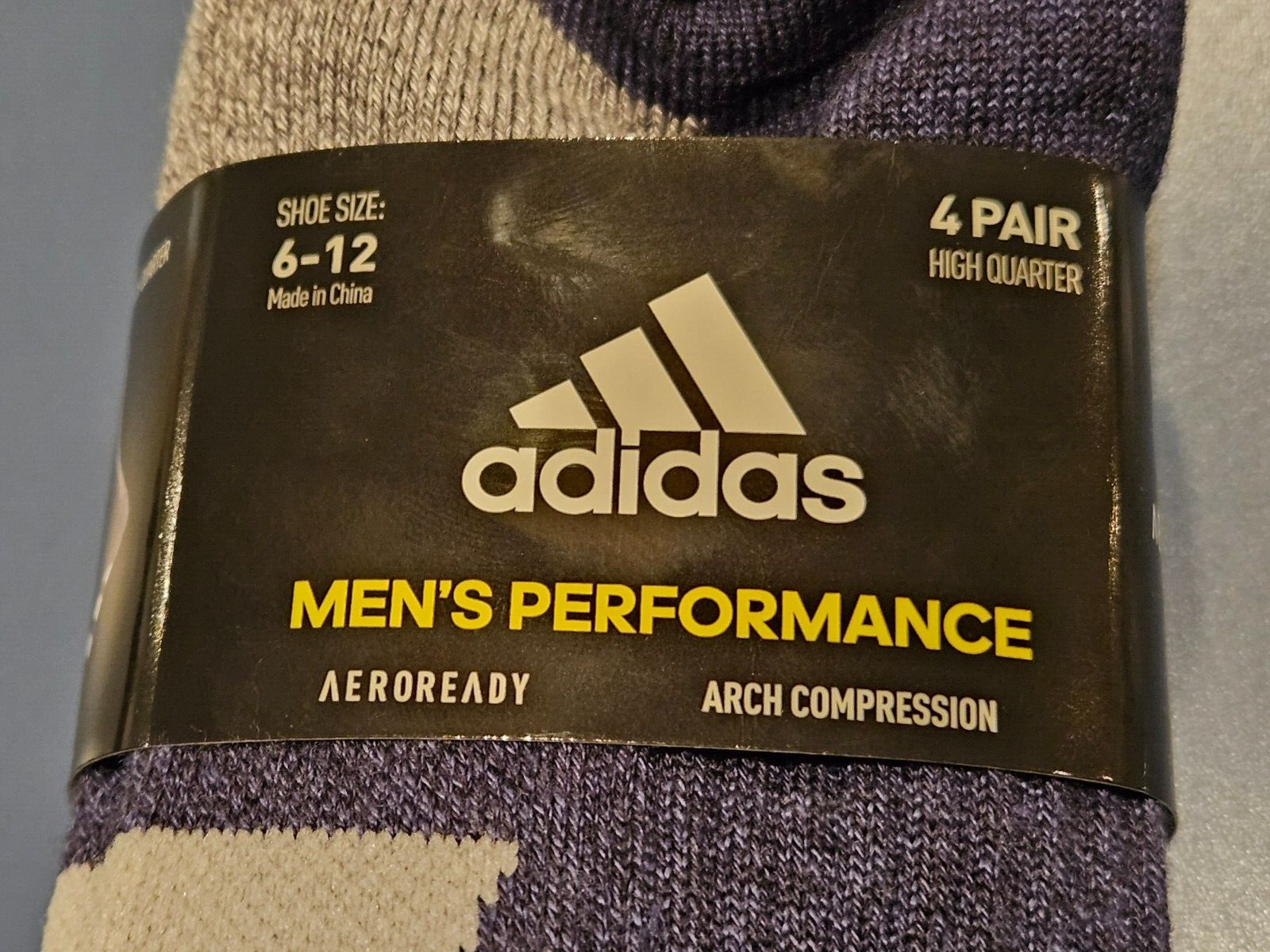Adidas Men's Performance High Quarter Socks 4 Pair AEROREADY COMPRESSION sz 6/12