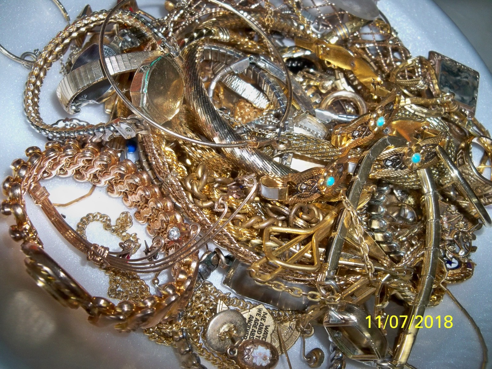 597 GRAMS LOT GOLD FILLED BRACELETS JEWELRY/WATCH SCRAP some WEARABLE