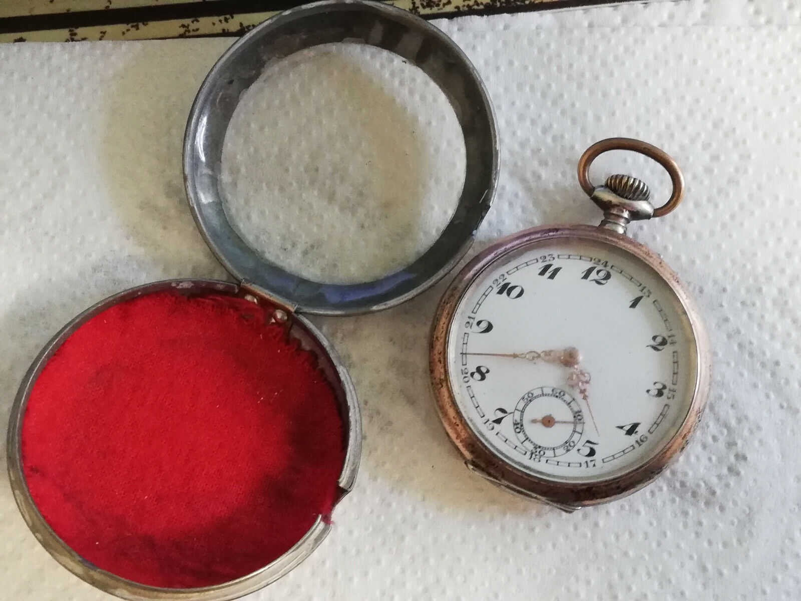 alte Antike 800er Silber Taschenuhr Cylindre 10 Rubis mit Schutzhülle
