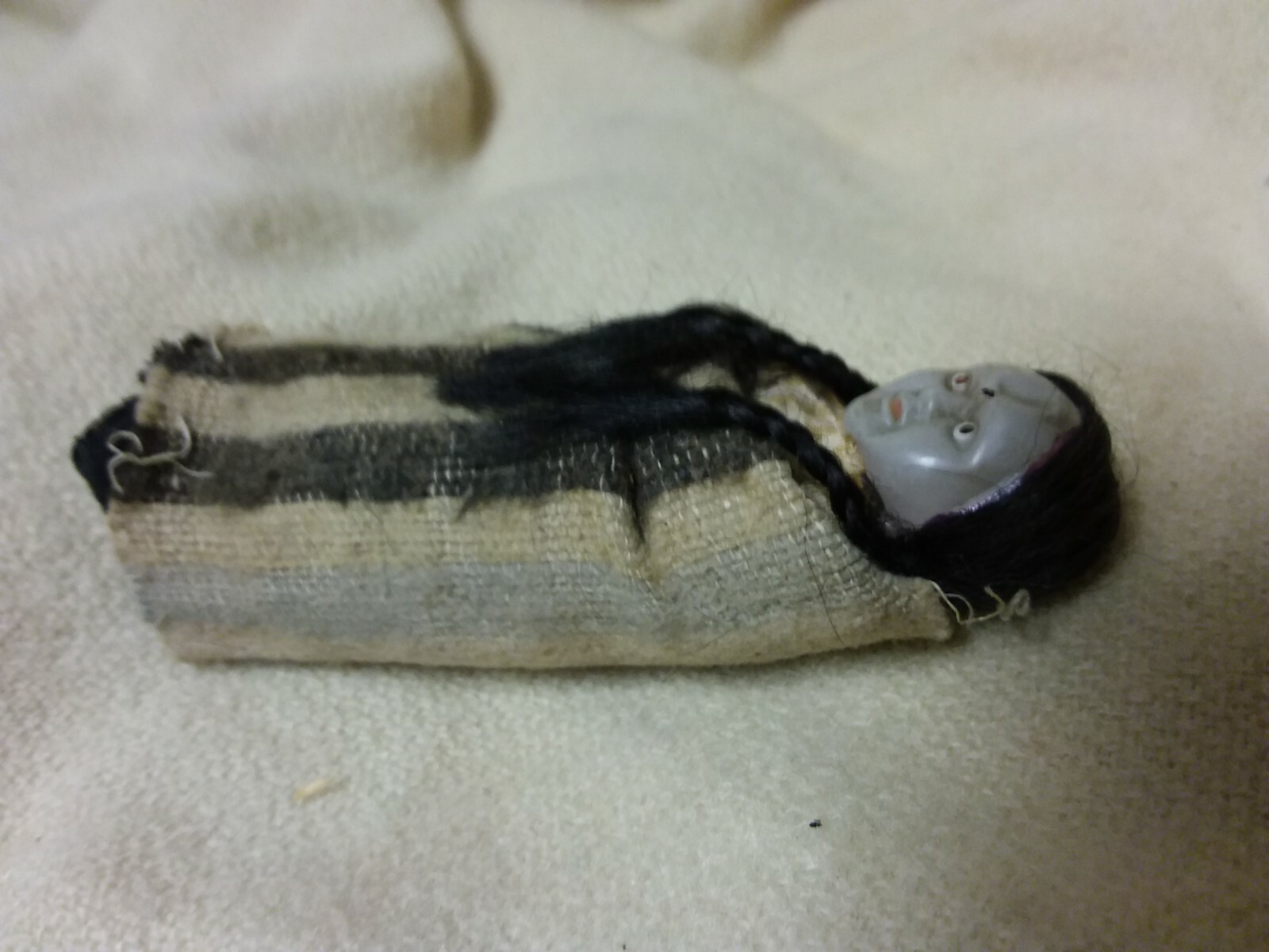 Vintage Indian doll w wool blanket