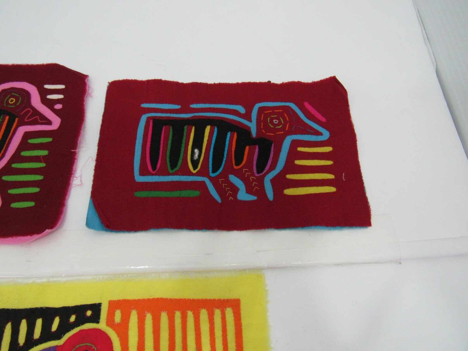 Set of Three Panama Mola Kuna Cuna Indians Hand Stitch Art Birds Unframed Set3