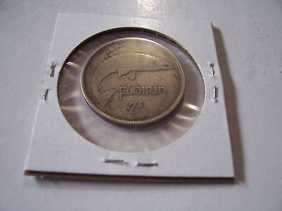 IRELAND 1935 FLOIRIN SALMON  SILVER COIN