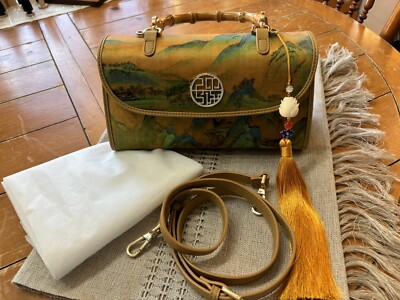 Glorious Collection Rivers & Mountains Silk Handbag-Dust Cover & Detachable Strp