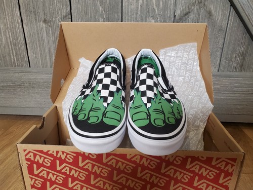 vans x marvel slip on hulk checkerboard shoes