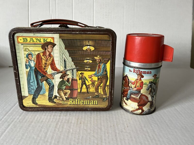 Vintage Rifleman lunchbox and thermos.. 1961 Lucas & Mark Classic