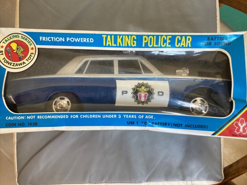 Vintage Yonezawa Toys Talking Police Car Japan w/Box *Not Working*