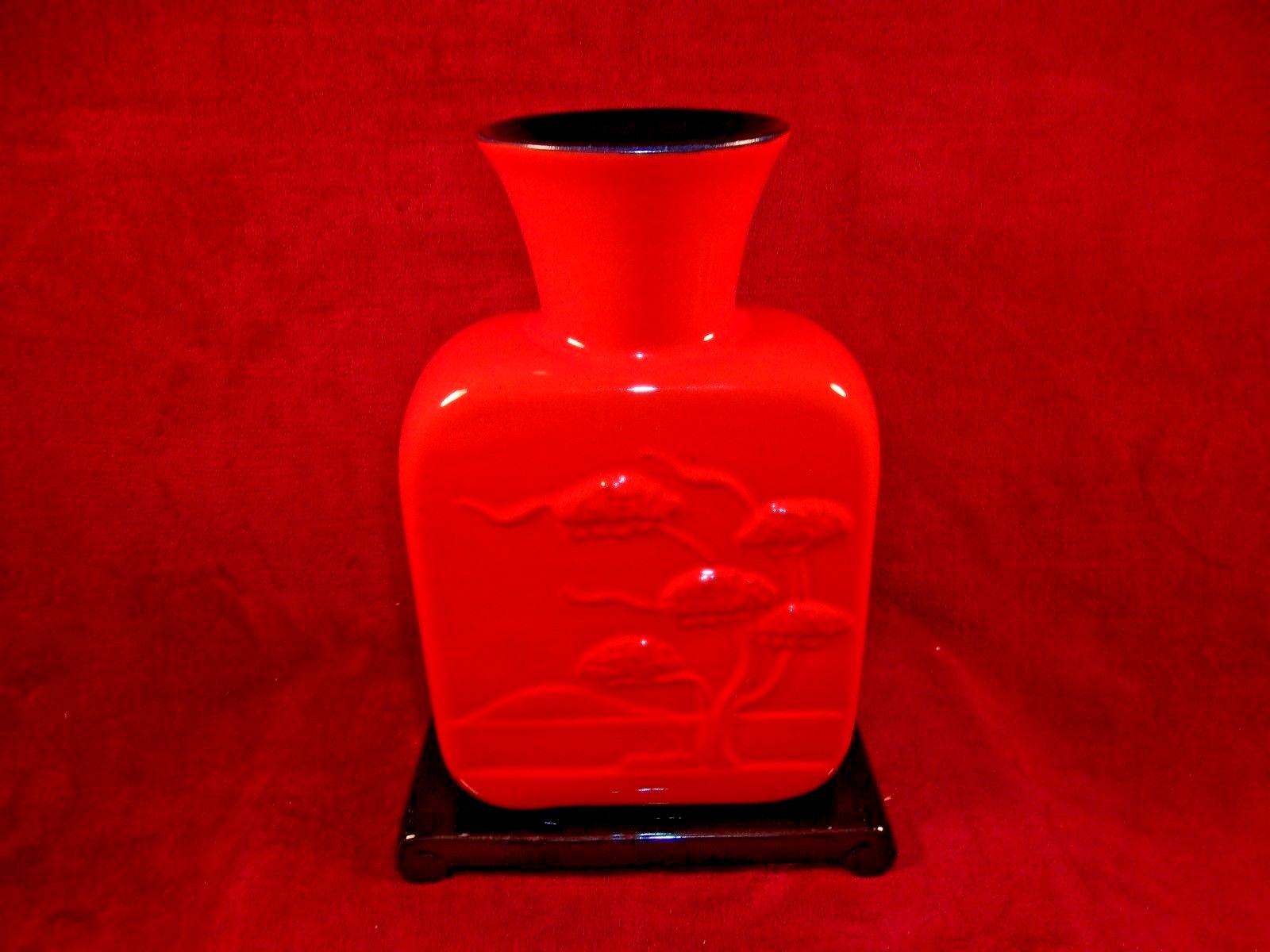 Vintage Frankoma  Pottery V-14, Rare Collector Vase #2608, Flame Glaze w/Base