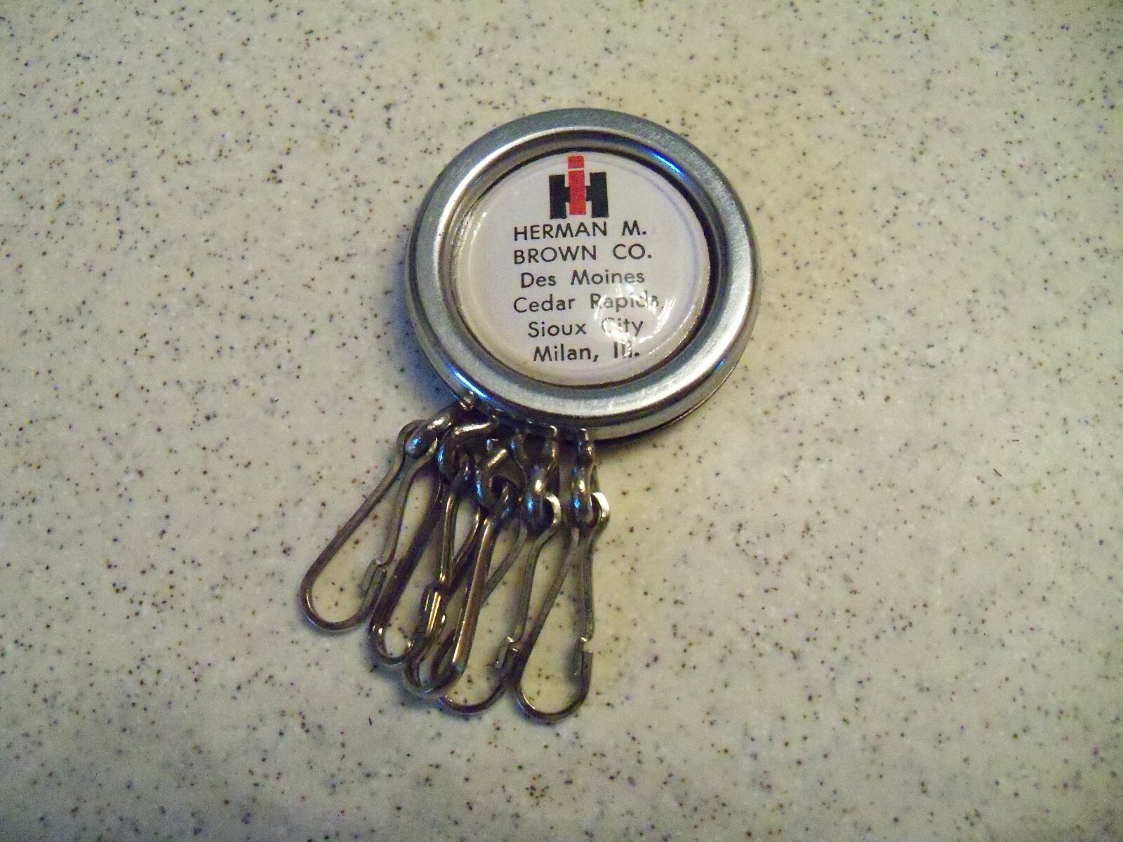 Vintage INTERNATIONAL HARVESTER Dealer KEY CHAIN FOB~Herman M. Brown Co.~Iowa