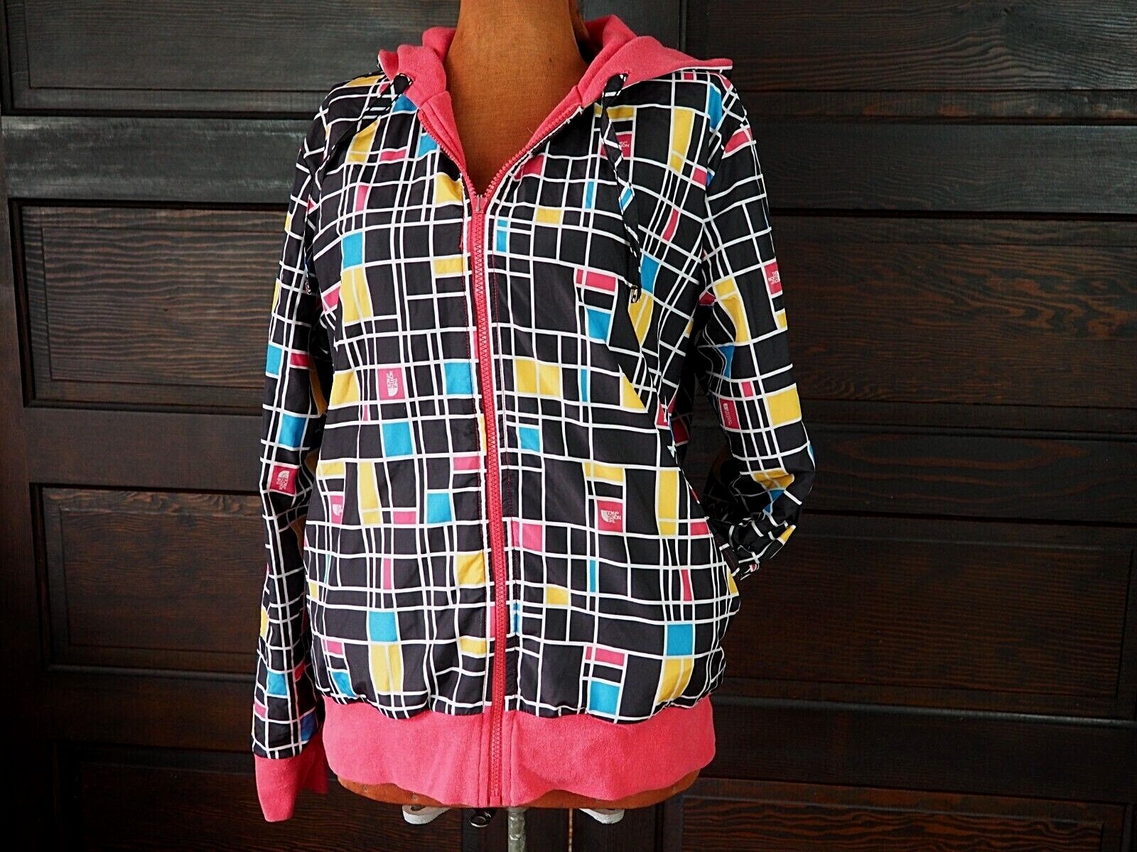 NORTH FACE Multicolor Red Geometric Logo Reversible Hoodie